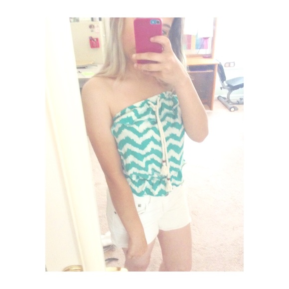 Turcoise Shevron Strapless - Picture 1 of 1