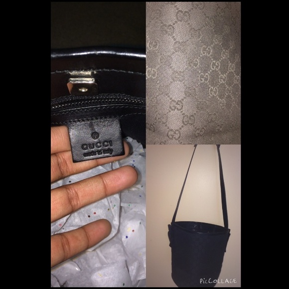 Full sized black gucci bucket bag