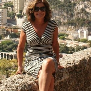 Studio M Black & Beige Striped Dress Size S