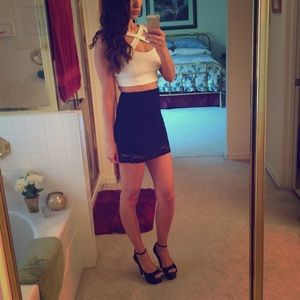 (4 for $40) high wasted black lace skirt