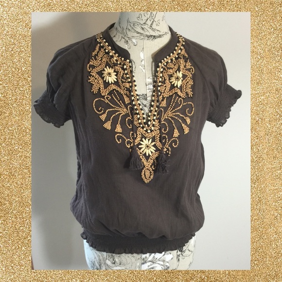Joie Tops - ⚡️SALE⚡️JOIE Beautiful Beaded Boho Peasant Blouse
