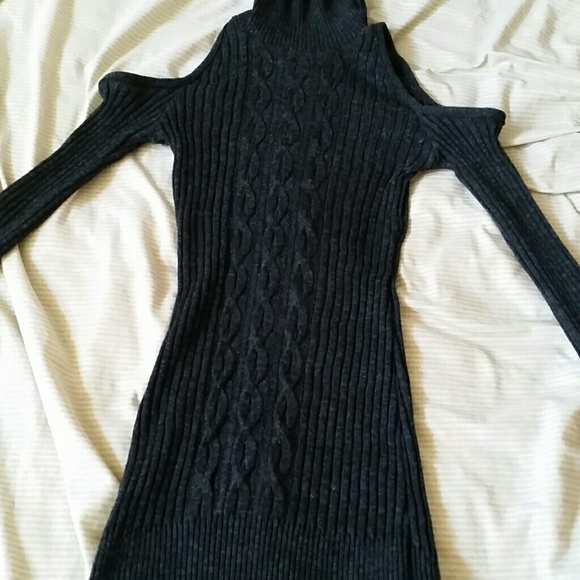 Turtle neck black sweater dress