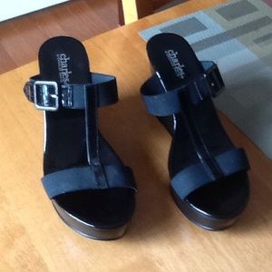 Charles David patent leather T strap wedge!!