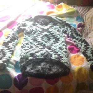 fuzzy Aztec sweater