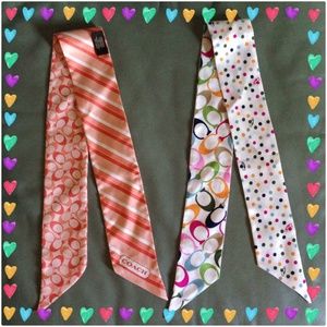 Multi-colored polka dot & orange stripe pony scarf