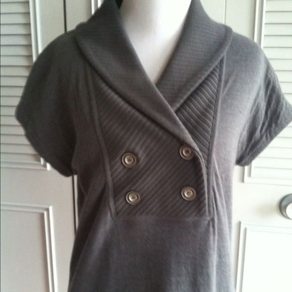 Free people gray short sleeve sweater dress - Picture 2 of 4