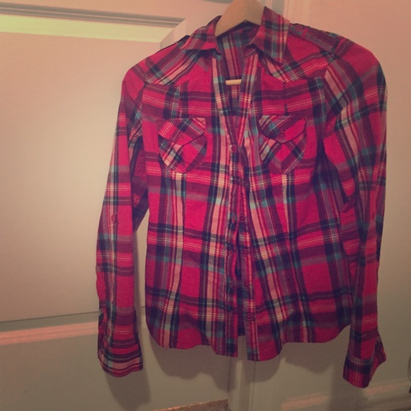 Small red plaid long sleeve shirt