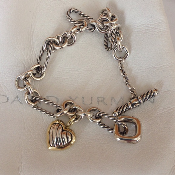 David Yurman Jewelry - David Yurman sterling & 18k heart charm bracelet