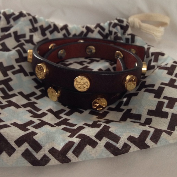 Tory Burch Brown Leather Wrap bracelet