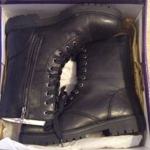 Black 7 1/2 Madden Girl combat boots. never worn!