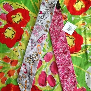 💜Coach Butterfly Flower Graffiti Pony Scarf Silk