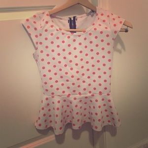 Peplum polka dot top