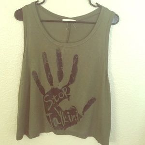 Navy Green "Stop Talking" Tank