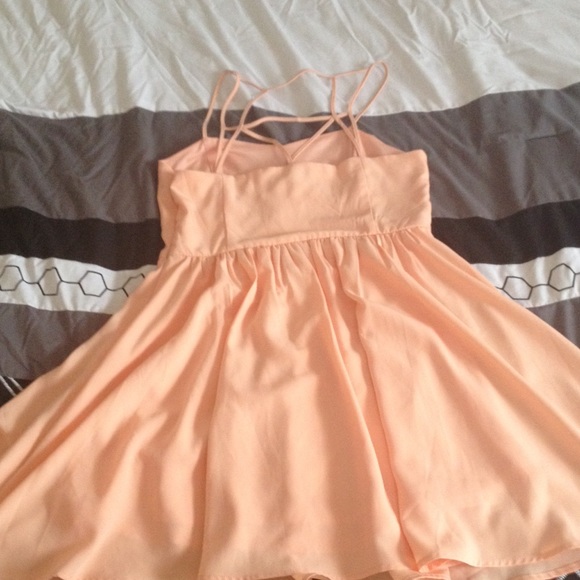 Peach colored caged back forever 21 skater dress - Picture 2 of 4