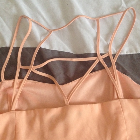 Peach colored caged back forever 21 skater dress - Picture 3 of 4