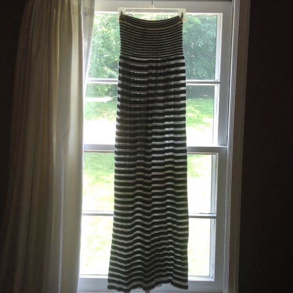 Navy and white striped tube dress