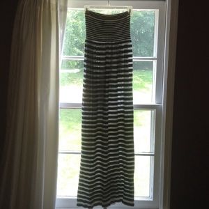 Navy and white striped tube dress