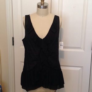 New diane von furstenberg black ruffled tank.