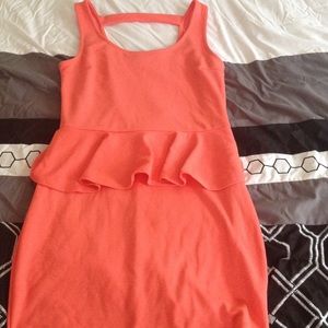 Orange bodycon summer dress with back detailing