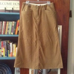 Lands End brown corduroy ankle length skirt