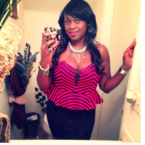 Red & Black fitted peplum dress, Size: Large