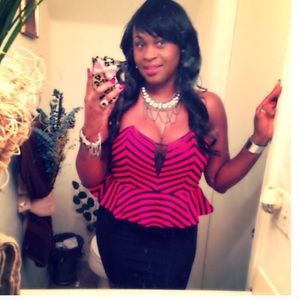 Red & Black fitted peplum dress, Size: Large