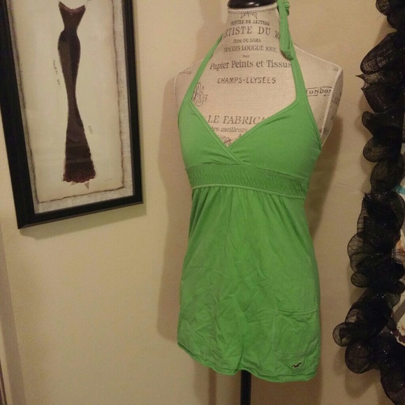 NWT green knit halter with pockets
