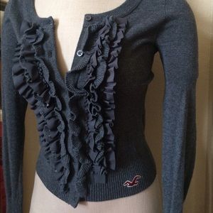 Hollister Ruffle Gray Cardigan