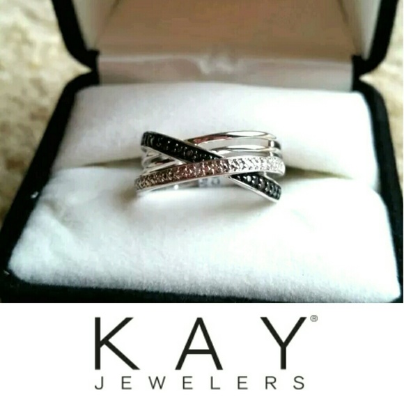 Black & White Diamond Ring Set in Sterling Silver