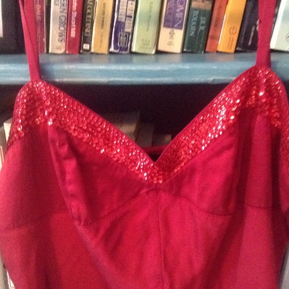 Express red satin tank