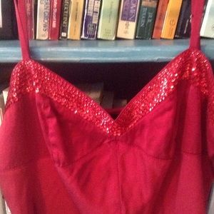 Express red satin tank