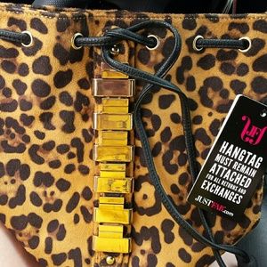 NWT Just fab chettah bucket purse