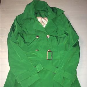 Green Calvin Klein trench rain coat size XS