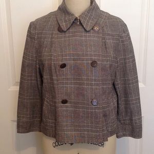 Cropped-plaid blazer.