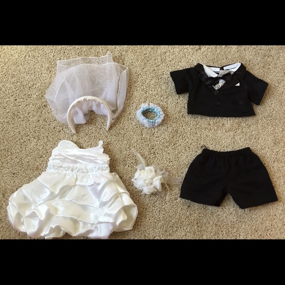 Build-A-Bear wedding dress and tux set