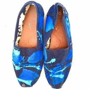 TOMS Navy Blue Hand Painted Shoes