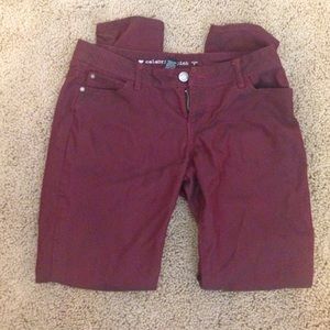 Red with black accent pants