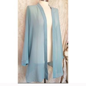 Eileen Fisher 100% silk  blue kimono cardigan