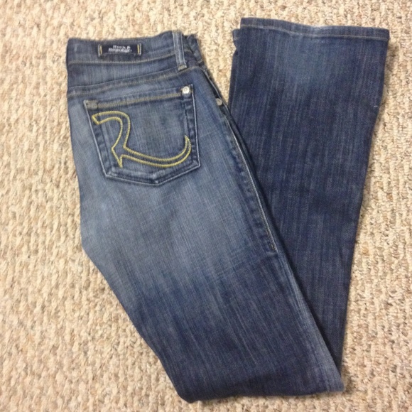 EUC Rock & Republic Low Rise Bootcut Dark Wash Jeans Size 25 - Saks Exclusive - Picture 1 of 4