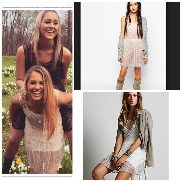 Free People Dresses & Skirts - FREE PEOPLE A Line Lace Floral Sequin Dress NWT