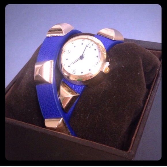 Royal/Gold Studded Wrap Watch NEW