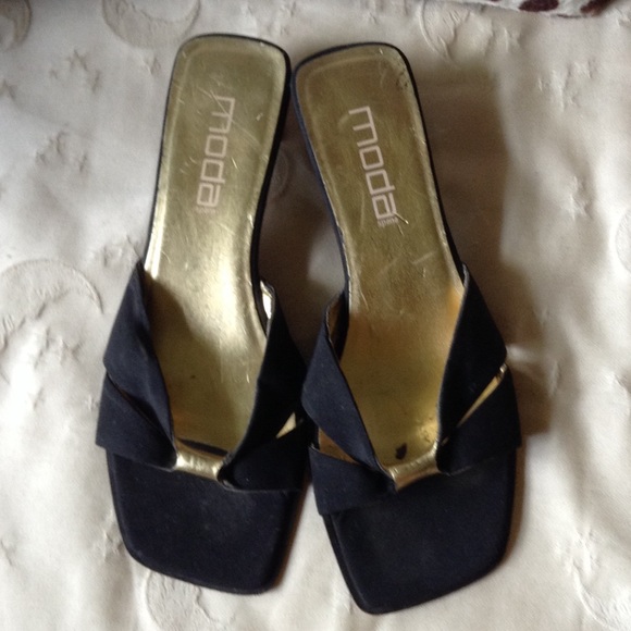 Black and gold slippers