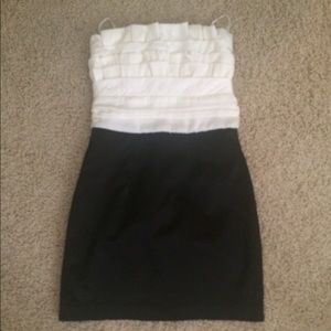 Formal, black and ivory dress.