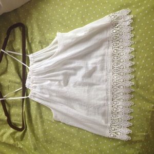 White Crochet Bottom Halter Tank