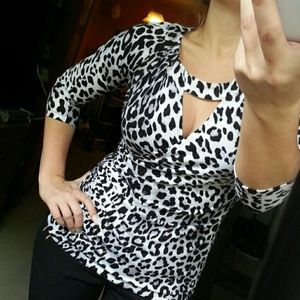 Cache sexy white black leopard shirt