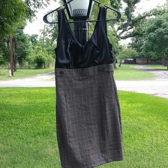 Grass Collection Black & plaid dress.