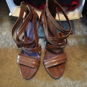 Brown strap heels