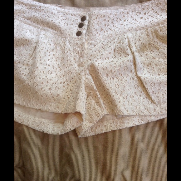 Ivory lace shorts