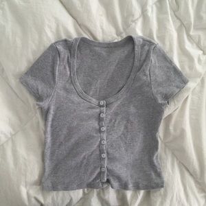 American apparel Grey Rib Button Crop Top