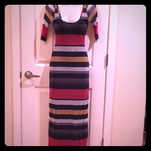 Long striped any occasion dress.